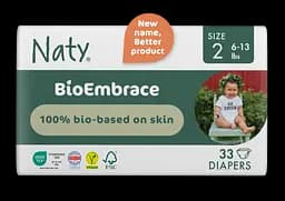 Одноразовые детские подгузники BioEmbrace Размер 2,3-6 кг. 33шт. в уп. NATY