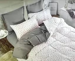 Постельное белье сатин Laura-Grand 17 евро комплект с 4 наволочками Зеленый с узорами