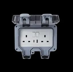 Вулична розетка Securlec 2-позиційна з USB A USB C IP66 пластик 3-контактний роз'єм - мініатюра 2