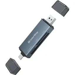 Кардрідер USB ColorWay "3-in-1", Grey, USB / Type-C 3.0 - microSD / SD / CF, алюмінієвий корпус (CW-CR-01)