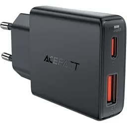 Зарядний пристрій Acefast A69 USB/ Type-C QC PD 30W GaN чорний