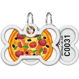 Адресник для собак і котів Waudog Smart ID з QR паспортом Піца 4х2.8 см