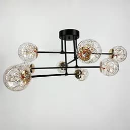 Черная LED люстра на 8 прозрачных плафонов со встроенными светодиодами Line.F K 26/8 BK