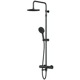 Душова система з термостатом Am.Pm X-Joy верхній душ 220 мм black F0785A522, Чорний матовий