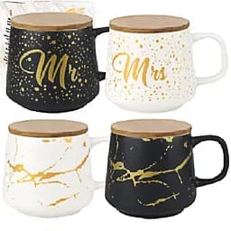 Чашка з бамбуковою кришкою SnT Мармур, 1 шт., 400 мл (20634)