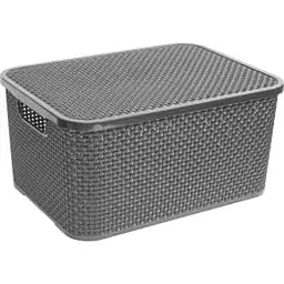 Ящик для зберігання BranQ Rattan з кришкою 19 л антрацит (1724.1)