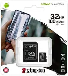 Карта пам'яті Kingston microSDXC 32GB Canvas Select Plus A1 C10 + SD адаптер [SDCS2/32GB] [47069] - мініатюра 4