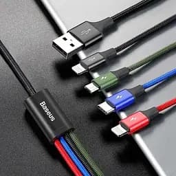 Кабель Baseus Fast 4-in-1 Cable USB to Lightning(2)+Type-C+MicroUSB 3.5A 1.2m CA1T4-A01 Black - мініатюра 6