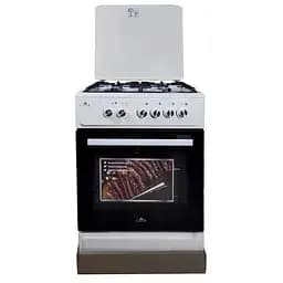 Плита комбінована Castle CPG-60W, білий, поворотні перемикачі, 4 газові конфорки, автопідпал інтегрований, решітка металева