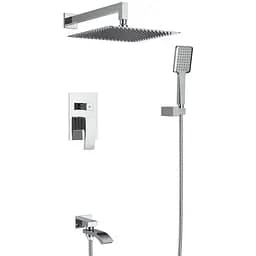 Душова система прихованого монтажу Gappo G7107, вилив - перемикач на лійку, 3-функції, хром