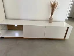 Тумба під телевізор Perfect Home Арко / Arco 2-дверна 2D/187 Білий глянець/дуб грандсон (PFH-091037) - мініатюра 6
