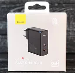 Зарядное устройство для Baseus GaN5 Pro Fast Charger C+U 100 W с кабелем Type-C to Type-C черный