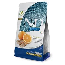 Сухой корм Farmina N&D Grain Free Ocean Herring & Orange Neutered беззерновой для стерилизованных кошек с сельдью и апельсином 1.5 кг
