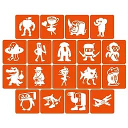 Набор трафаретов для биотату "Итальянский брейнрот №1" Fresh Tattoo Italian-brainrot_5x5_18_1