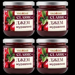 Джеми з низьким вмістом цукру Yagodar Журавлина 4 шт 840 г