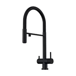 Змішувач для кухні на дві води Wezer TOP4-01-BLACK Чорний матовий