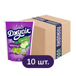 Упаковка сокового напитка Джусік Яблоко-Виноград осветленный 2 л (200 мл х 10 шт.)