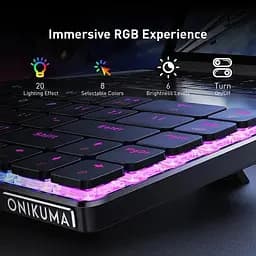 Клавіатура Onikuma бездротова G-19 з RGB підсвіткою та Bluetooth для ПК та ноутбуку Чорний - мініатюра 5