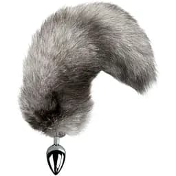 Металева анальна пробка з хвостом із натурального хутра Art of Sex size M Artctic fox
