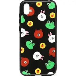 Чохол-накладка Toto Cartoon Print Glass Case HuAwei Y5 2019 Line friends Black