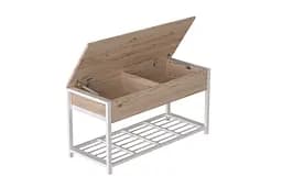 Банкетка з ящиком Ferrum-decor Дрейк 1 550x1000x400 метал Білий ДСП Дуб Сан-Марино16 мм (FRD-103053) - мініатюра 2