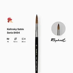 Пензель колонок круглий Raphael Kolinsky Sable, №10, професійний, коротка ручка - мініатюра 2