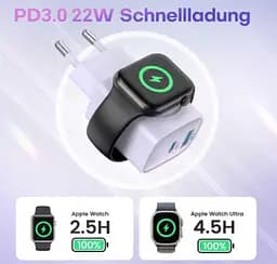 Зарядний пристрій TOPADRE для Apple Watch, 3-в-1, 22 Вт, USB-C, біле - мініатюра 2