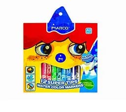 Фломастери Super Washable 12 кольорів, 1630-12CB Marco, в коробці (6951572914926)
