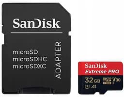 Карта памяти Sandisk 32GB microSDHC Extreme Pro + SD Adapter + Rescue Pro Deluxe 100MB/s A1 C (SDSQXCG-032G-GN6MA)