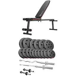 Набір Hop-Sport Premium 75кг з лавою HS-1010 Pro штангами та гантелями