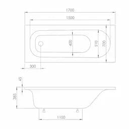 Ванна акрилова mprese Rozkos 170x70 без ніжок whte b0701017070 Білий - мініатюра 2