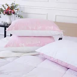 Подушка пухова MirSon Karmen №1807 Bio-Pink середня пух 90% 70х70 см біло-рожева (2200003011982) - мініатюра 5