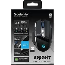 Комп'ютерна мишка Defender Knight GM-885 бездротова ігрова 8кн. 3200 dpi. 400 mAh чорна (52885) - мініатюра 6