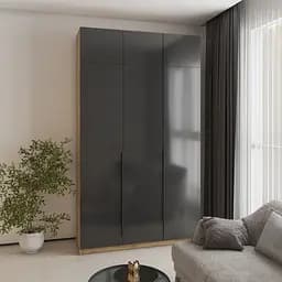 Шафа 3-дверна з антресоллю MebelStar Оскар Gloss BL-B, додаткова штанга 150x52x260 см Дуб тахо/Чорний (MBS-5472)