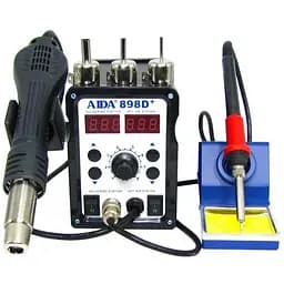 Паяльная станция Aida 898D+ бескомпрессорная, фен, паяльник с нагревательным элементом Hakko