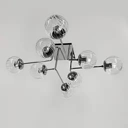 Сучасна стельова люстра в хромі на 8 прозорих плафонів Line.F 2693/8 (new) CH+CL