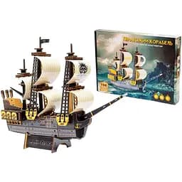 Деревянный 3D конструктор Пиратский корабль PuzzleOk Puz-00928 196 деталей