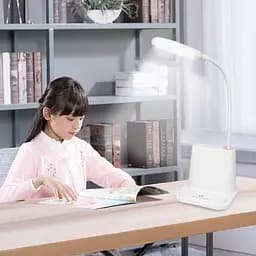 Рожева Акумуляторна настільна LED лампа Bionic Desk Lamp c USB виходом, органайзером та підставкою для смартфона - мініатюра 4