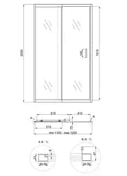 Душові двері в нішу Qtap Taurus CRM201-11.C6 110-120x200 см, скло Clear 6 мм, покриття CalcLess (TAUCRM201112C6) - мініатюра 8
