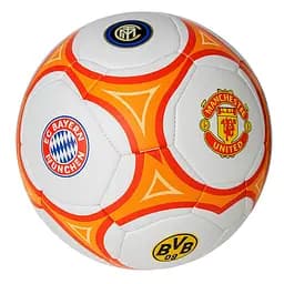 М'яч футбольний EV-3164 білий з помаранчевим із зарубіжними клубами 5 розмір, ПВХ 2 шари, 32 панелі, ігровий м'яч