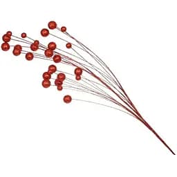 Декоративная глиттерная ветка 84 см Искусственные материалы для флористики и декора с ягодами Красный