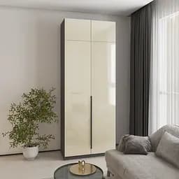 Шкаф 2-дверный с антресолью MebelStar Оскар Gloss BL-B, блок ящиков 100x52x260 см Антрацит/Альмонд (MBS-5403)
