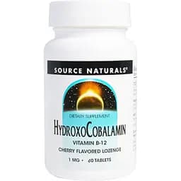 Вітамін B12 Source Naturals Гідроксокобаламін смак вишні 1 мг 60 таблеток