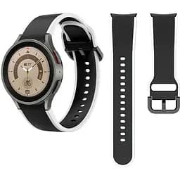 Ремінець для Samsung Galaxy Watch 5 44mm - чорно-білий ширина кріплення 20мм силікон розмір L Watchbands Double Line (W12-6WB12143133)