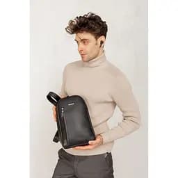 Чорний шкіряний чоловічий рюкзак на одне плече Chest Bag - мініатюра 10
