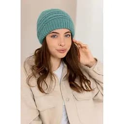 Женская зимняя шапка Венеция из ангоры 80% с двойной вязкой Бирюзовый