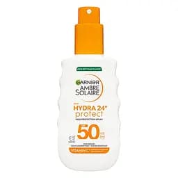 Спрей сонцезахисний Garnier Ambre Solaire Hydra 24H Protect водостійкий зволожувальний для шкіри тіла та обличчя SPF 50 150 мл