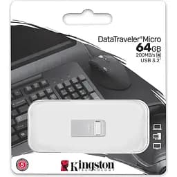 USB флеш-накопичувач Kingston DataTraveler Micro 64GB USB-A 3.2 Gen 1 Metal (DTMC3G2/64GB) [92135] - мініатюра 3