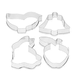 Набор металлических форм для вырезания высечки вырубки печенья 4 шт. (зайчик, птичка, колокольчик, яблоко), Master Class Серый 86827