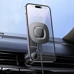 Автотримач Hoco HW30 магнітний з бездротовою зарядкою 15W чорний сірий - мініатюра 2